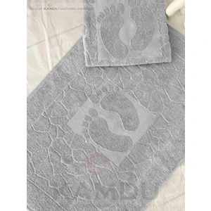 < 1 Adet >  50 x 70 cm  Ayak Paspası, Ayak Desenli Pamuk Paspas, Lavabo Paspası