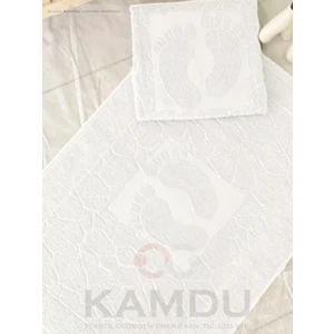 < 1 Adet >  50 x 70 cm  Ayak Paspası, Ayak Desenli Pamuk Paspas, Lavabo Paspası