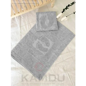 < 1 Adet >  50 x 70 cm  Ayak Paspası, Ayak Desenli Pamuk Paspas, Lavabo Paspası