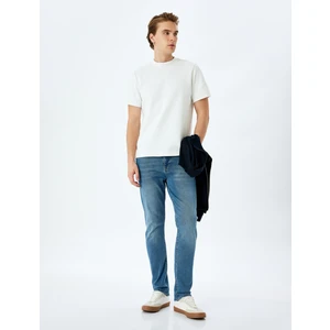 Pamuklu Düğmeli Slim Fit Jean Pantolon - Brad Jean