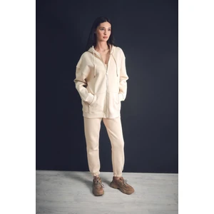 3 Iplik Basic Fermuarlı Kapüşonlu Oversize Sweatshirt Hoodie