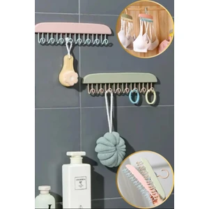 8 Kancalı Çok Amaçlı Yapışkanlı Askı Mutfak Banyo Askısı Duvara Yapıştırılabilen Askı