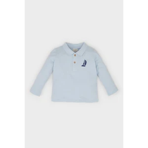 Erkek Bebek Polo Yaka Baskılı Pike Uzun Kollu Tişört E0771A525SP