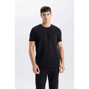 Slim Fit Dar Kesim Bisiklet Yaka Basic Düz Kısa Kollu Siyah Tişört M6608AZ25SP