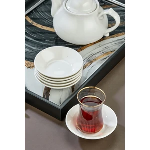 6'lı Beyaz Porselen Çay Tabağı Seti | Şık ve Minimalist Tasarım