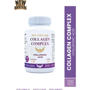 Jove Collagen Komplex Kollajen Tip 1-2-3 Hidrolize Kollajen peptit Hyaluronik Asit C ve D3 Vit 120 Kapsül