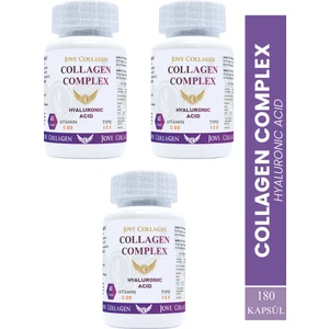 Jove Collagen Komplex Kollajen Tip 1-2-3 Hidrolize Kollajen Peptit Hyaluronik Asit C ve D3 Vitamini 180 Kapsül