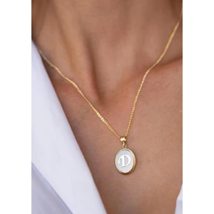 Bayar Gold 14 Ayar Altın D Harfli Sedef Kolye