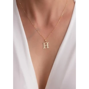 Bayar Gold 14 Ayar Altın H Harfli Plaka Kolye