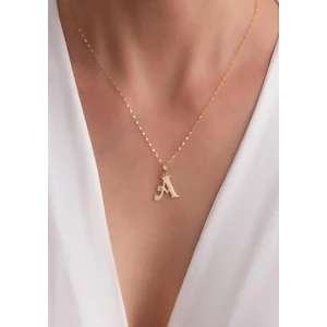 Bayar Gold 14 Ayar Altın Plaka A Harf Kolye