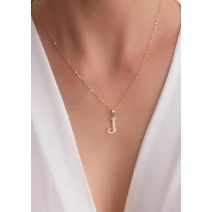 Bayar Gold 14 Ayar Altın J Harfli Plaka Kolye