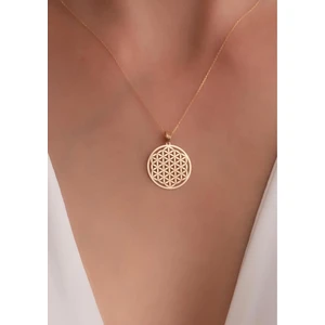 Bayar Gold 14 Ayar Altın Yaşam Çiçeği Kolye 1,7cm