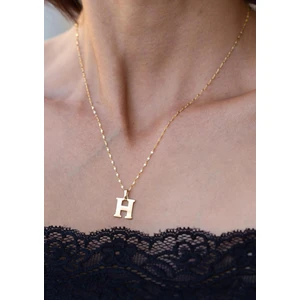 Bayar Gold 14 Ayar Altın H Harf Plaka Kolye