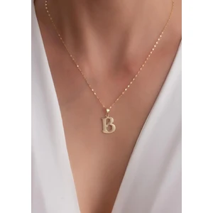 Bayar Gold 14 Ayar Altın B Harfli Plaka Kolye
