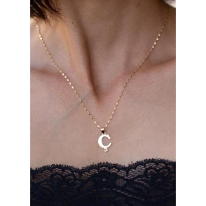 Bayar Gold 14 Ayar Altın Ç Harf Plaka Kolye