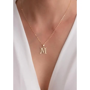 Bayar Gold 14 Ayar Altın Plaka M Harf Kolye