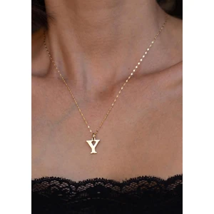 Bayar Gold 14 Ayar Altın Y Harfli Plakalı Kolye