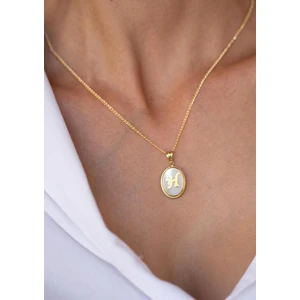 Bayar Gold 14 Ayar Altın H Harfli Sedef Kolye