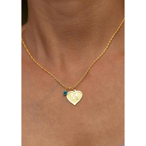 Bayar Gold 14 Ayar Altın M Harf Kalp Kolye