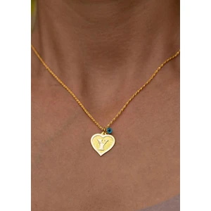 Bayar Gold 14 Ayar Altın Y Harf Kalp Kolye