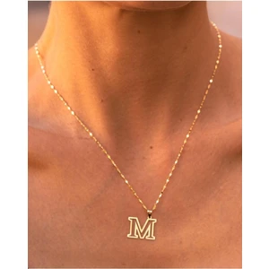 Bayar Gold 14 Ayar Altın M Harfli Soft Kolye
