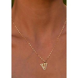 Bayar Gold 14 Ayar Altın V Harfli Soft Kolye