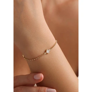 Bayar Gold 14 Ayar Altın Beyaz Yonca Bileklik