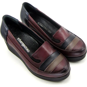 Anya Bordo Hakiki Deri Dolgu Topuklu Günlük Ayakkabı