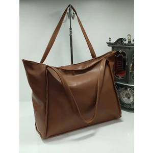 Büyük Boy Fermuar Kapamalı Kadın Omuz Çantası