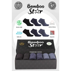 Bambu Erkek Patik Düz Çorap Dikişsiz Premium Kutulu 6'lı (2 Siyah - 2 Lacivert - 2 Füme)