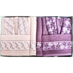 Fıore Lıne Bej-Murdum Aile Seti Bornoz Takım