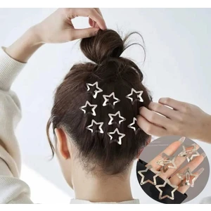 Çok Şık Yıldızlı Çıtçıtlı Saç Tokası 10'lu (3cm)