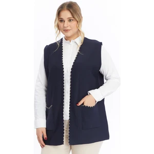 Triko Kadın Büyük Beden Anne Kalın Tüylenmez Kışlık Yelek