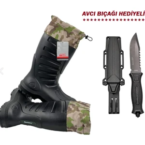 Toptancı Amca Termal Eva Konçlu Çoraplı Kauçuk Çizme - 38 Dayanıklı Avcı Bıçağı Hediyeli !!