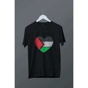 Kalp Desenli Siyah Tişört