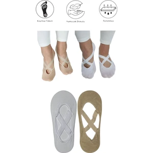 Maruf Shop 2 Adet Bayan Kaydırmaz Tabanlı Yoga Pilates Fitness Dans ve Spor Çorabı