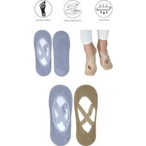 Maruf Shop 2 Adet Bayan Kaydırmaz Tabanlı Yoga Pilates Fitness Dans ve Spor Çorabı