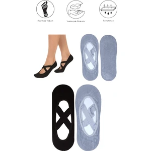 Maruf Shop 2 Adet Bayan Kaydırmaz Tabanlı Yoga Pilates Fitness Dans ve Spor Çorabı