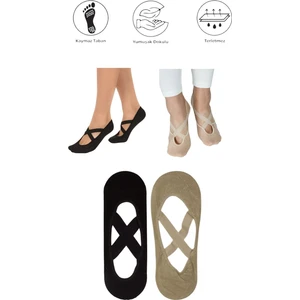 Maruf Shop 2 Adet Bayan Kaydırmaz Tabanlı Yoga Pilates Fitness Dans ve Spor Çorabı