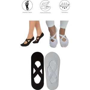 Maruf Shop 2 Adet Bayan Kaydırmaz Tabanlı Yoga Pilates Fitness Dans ve Spor Çorabı