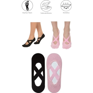 Maruf Shop 2 Adet Bayan Kaydırmaz Tabanlı Yoga Pilates Fitness Dans ve Spor Çorabı