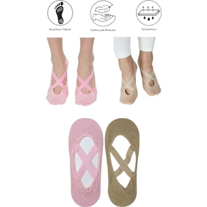 Maruf Shop 2 Adet Bayan Kaydırmaz Tabanlı Yoga Pilates Fitness Dans ve Spor Çorabı