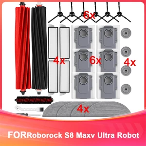 Roborock S8 Maxv Ultra Robot Süpürge Için Aksesuar Seti, Ana Fırçalar, Toz Torbaları, Paspas Bezleri, Kenar Paspas Bezleri, Filtreler (Yurt Dışından)