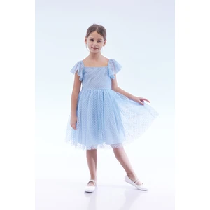 Kız Çocuk Kare Yaka Trend Tül Elbise AK2242