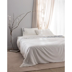 Madame Coco Relief King Size %100 Pamuk Bağlamalı Nevresim Takımı - Ekru/Lacivert