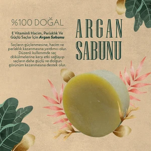 E Vitaminli Hacim, Parlaklık ve Güçlü Saçlar İçin Argan Sabunu
