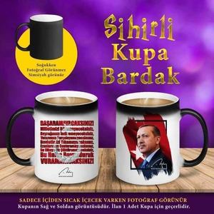 R.t. Erdoğan Başaramayacaksınız Sihirli Hediyelik Kupa Bardak-S7