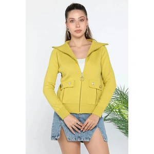 Fermuarlı Cepli Triko Ceket