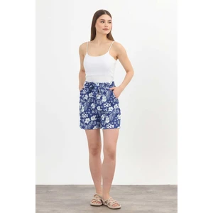 4356A Çiçek Desenli Şort Saks