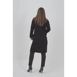 Fresh Moda Kadın Uzun Triko Mevsimlik Cepli Düğmeli Likralı Hırka